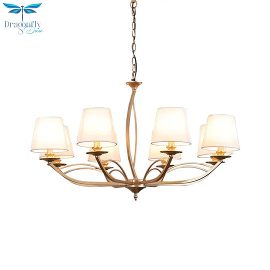 Swooping Arm Metallic Chandelier Lighting Traditional Style 4/6/8 Heads Guest Room Suspension Lamp