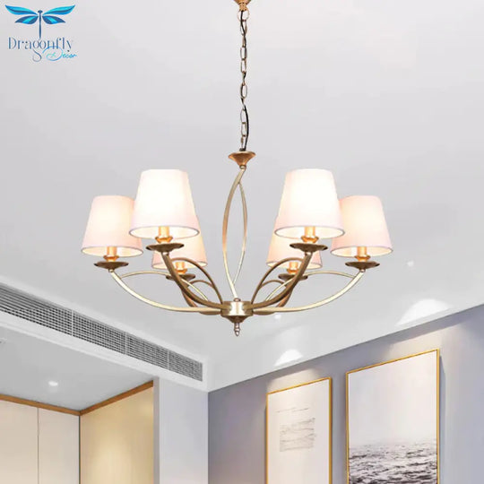 Swooping Arm Metallic Chandelier Lighting Traditional Style 4/6/8 Heads Guest Room Suspension Lamp