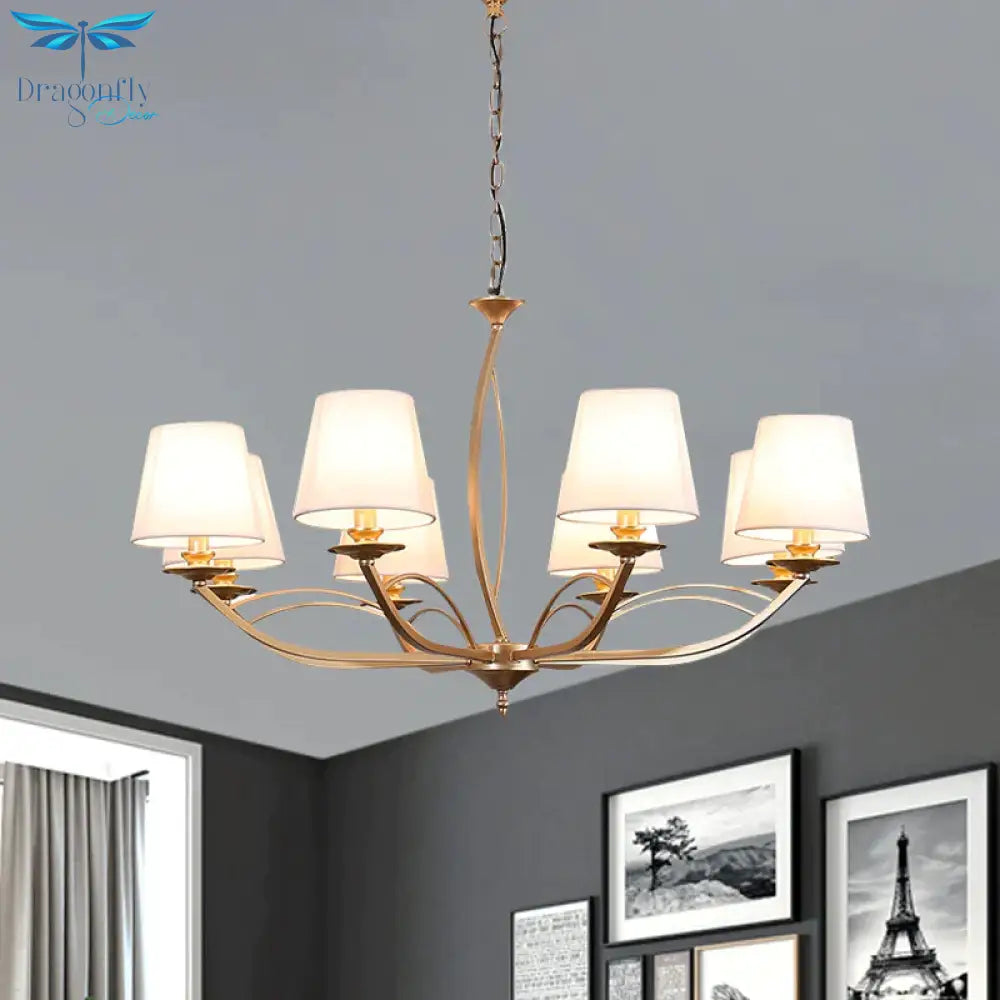 Swooping Arm Metallic Chandelier Lighting Traditional Style 4/6/8 Heads Guest Room Suspension Lamp