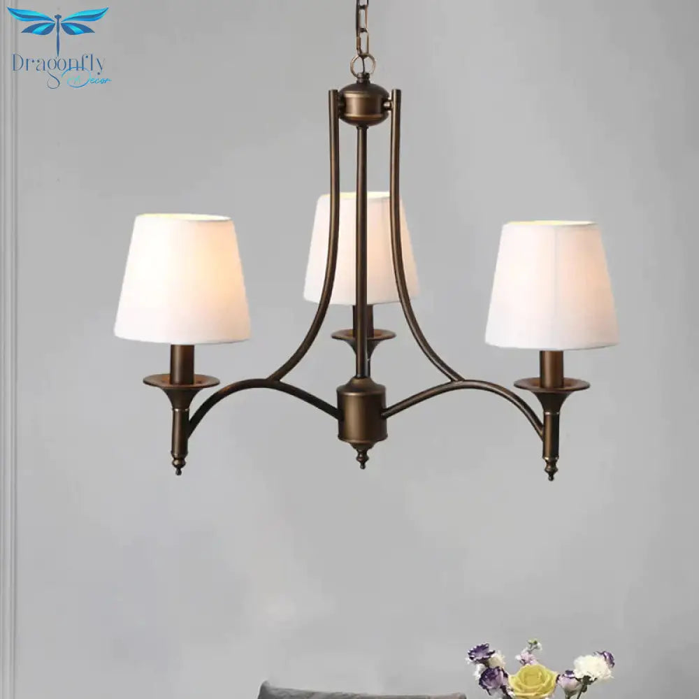 Tapered Fabric Pendant Light Kit Rustic 3/8 - Light Living Room Hanging Chandelier In Blue