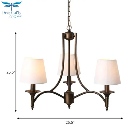 Tapered Fabric Pendant Light Kit Rustic 3/8 - Light Living Room Hanging Chandelier In Blue