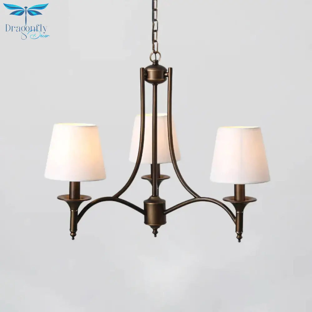 Tapered Fabric Pendant Light Kit Rustic 3/8 - Light Living Room Hanging Chandelier In Blue