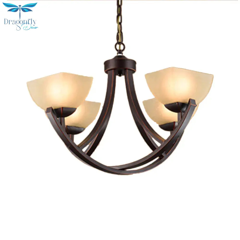 Tapered Frosted Glass Chandelier Lighting Classic 4/6/8 Lights Living Room Pendant In Rust With