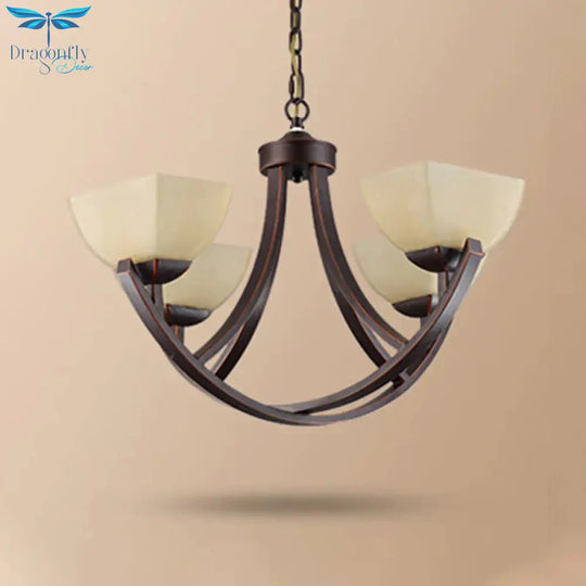 Tapered Frosted Glass Chandelier Lighting Classic 4/6/8 Lights Living Room Pendant In Rust With