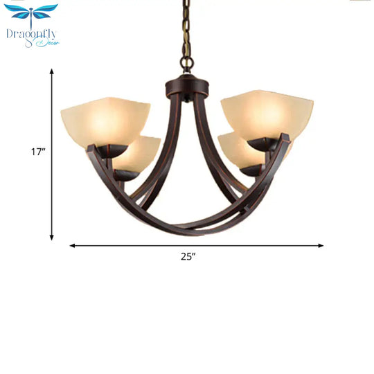 Tapered Frosted Glass Chandelier Lighting Classic 4/6/8 Lights Living Room Pendant In Rust With