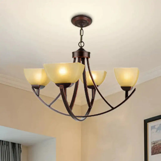 Tapered Frosted Glass Chandelier Lighting Classic 4/6/8 Lights Living Room Pendant In Rust With
