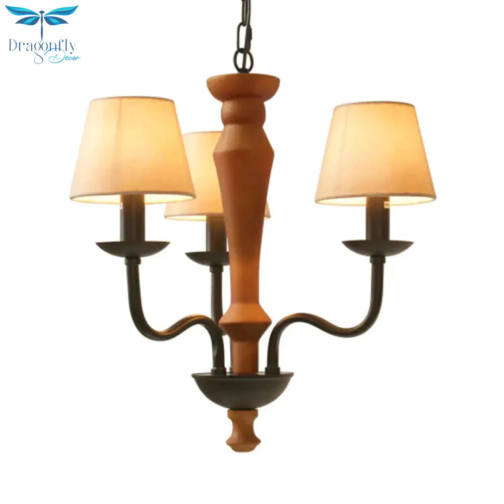 Tapered Living Room Pendant Chandelier Vintage Fabric 3/8 Lights Green/Beige Ceiling Suspension Lamp