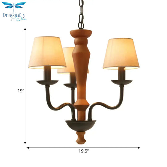 Tapered Living Room Pendant Chandelier Vintage Fabric 3/8 Lights Green/Beige Ceiling Suspension Lamp