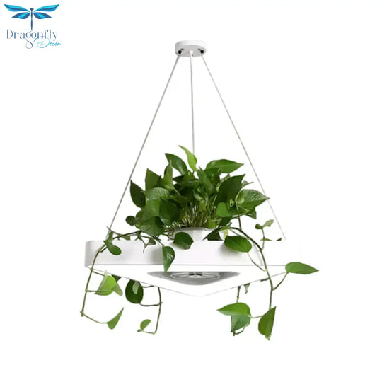 Triangle Black/White Acrylic Chandelier Lamp Farmhouse Dining Room Led Pendant Light In Warm/White