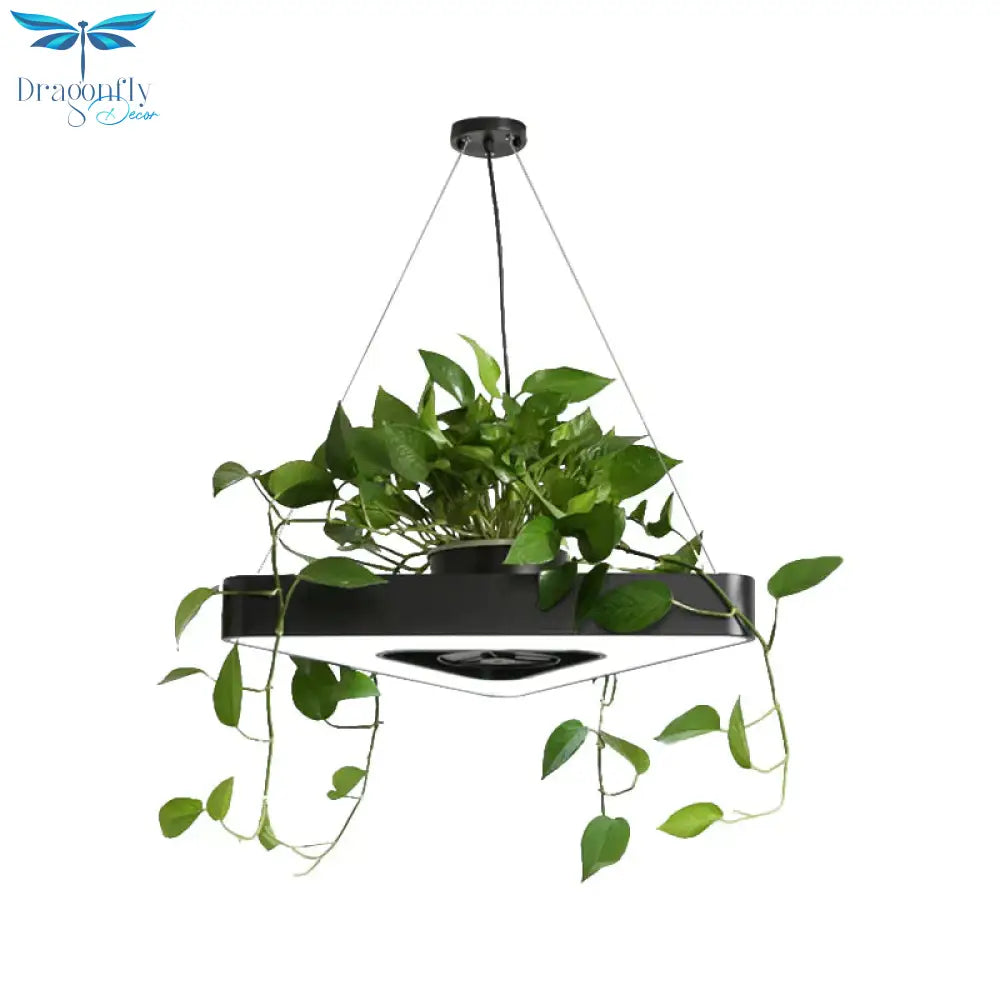 Triangle Black/White Acrylic Chandelier Lamp Farmhouse Dining Room Led Pendant Light In Warm/White