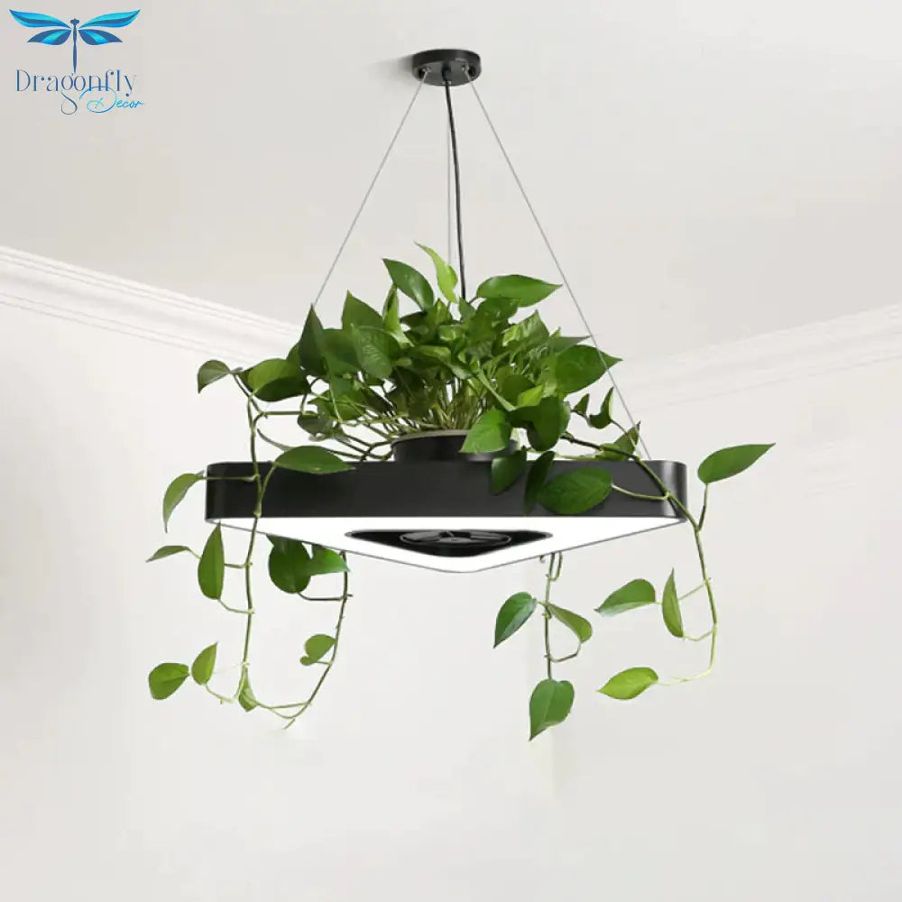 Triangle Black/White Acrylic Chandelier Lamp Farmhouse Dining Room Led Pendant Light In Warm/White