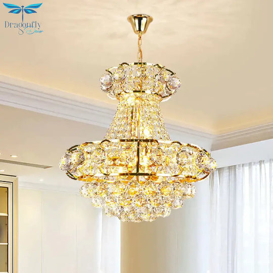 Urn Shaped Crystal Chandelier Baroque 6 - Light Dining Room Ceiling Pendant In Gold