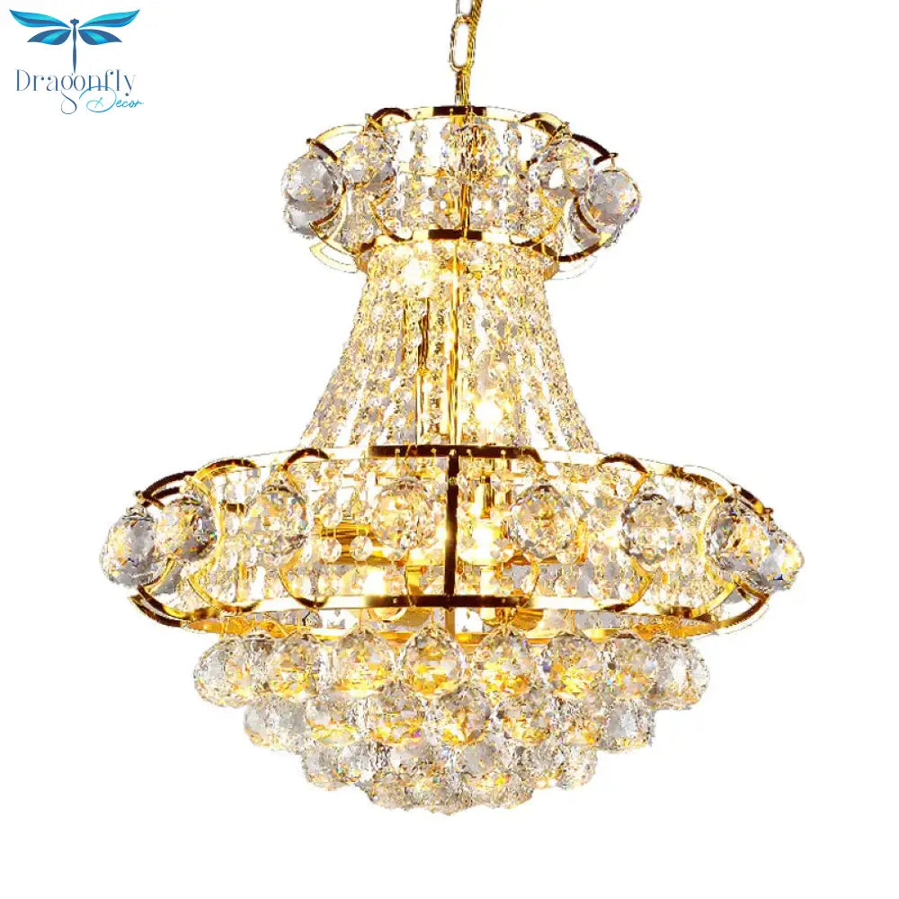 Urn Shaped Crystal Chandelier Baroque 6 - Light Dining Room Ceiling Pendant In Gold