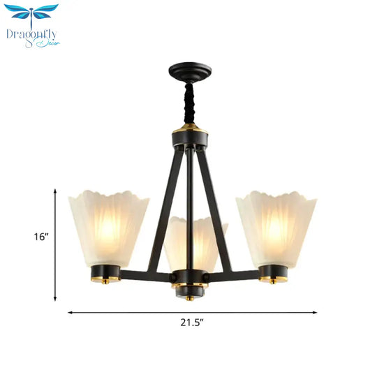Vintage Black Frosted Glass 3 - Bulb Suspended Lighting Fixture