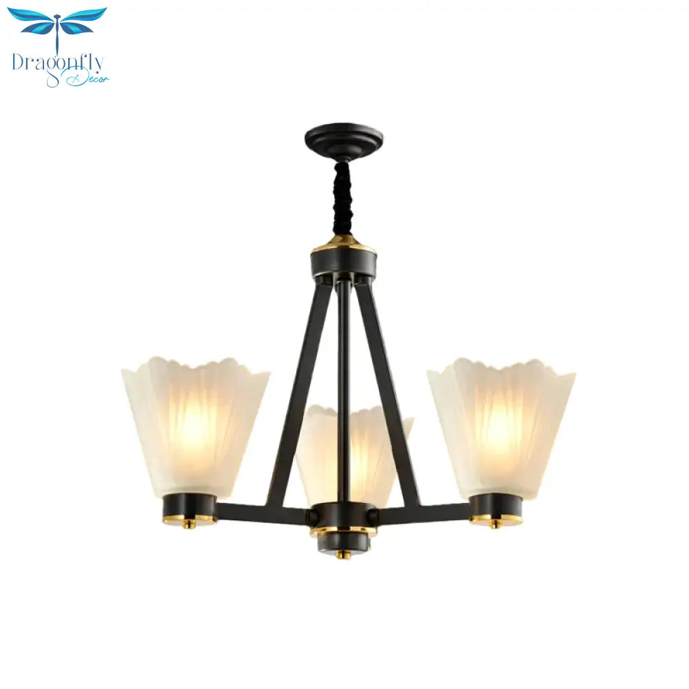 Vintage Black Frosted Glass 3 - Bulb Suspended Lighting Fixture