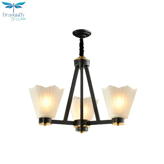 Vintage Black Frosted Glass 3 - Bulb Suspended Lighting Fixture