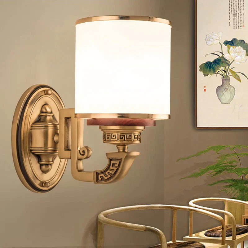 Vintage Chinese Bedroom Study Full Copper Wall Lamp Lamps