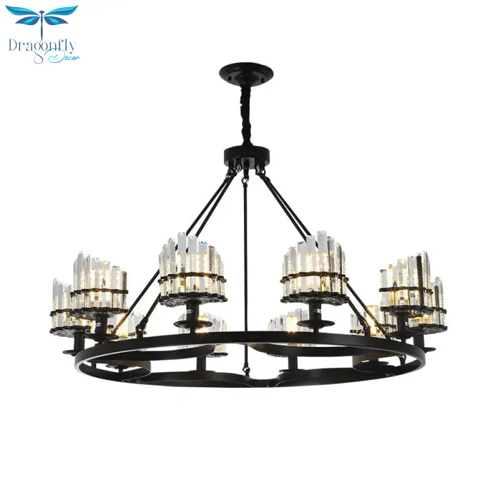 Vintage Circular Industrial Design Crystal Chandelier For Living Room Dining