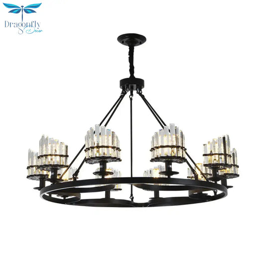 Vintage Circular Industrial Design Crystal Chandelier For Living Room Dining