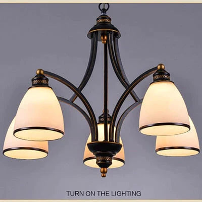 Vintage European Style Oil Rubbed Bronze 3/5/6/8 Light Glass Chandelier Shades 5 Down