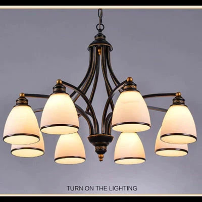 Vintage European Style Oil Rubbed Bronze 3/5/6/8 Light Glass Chandelier Shades 8 Down