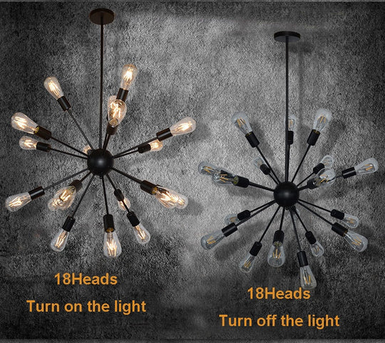 Vintage Industrial Pendant Light 12/16/18/20 Head Sputnik Lamp