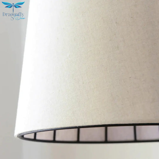 Vintage Tapered Ceiling Chandelier 3 Lights Fabric Suspension Light In Black/Coffee/Beige With Iron