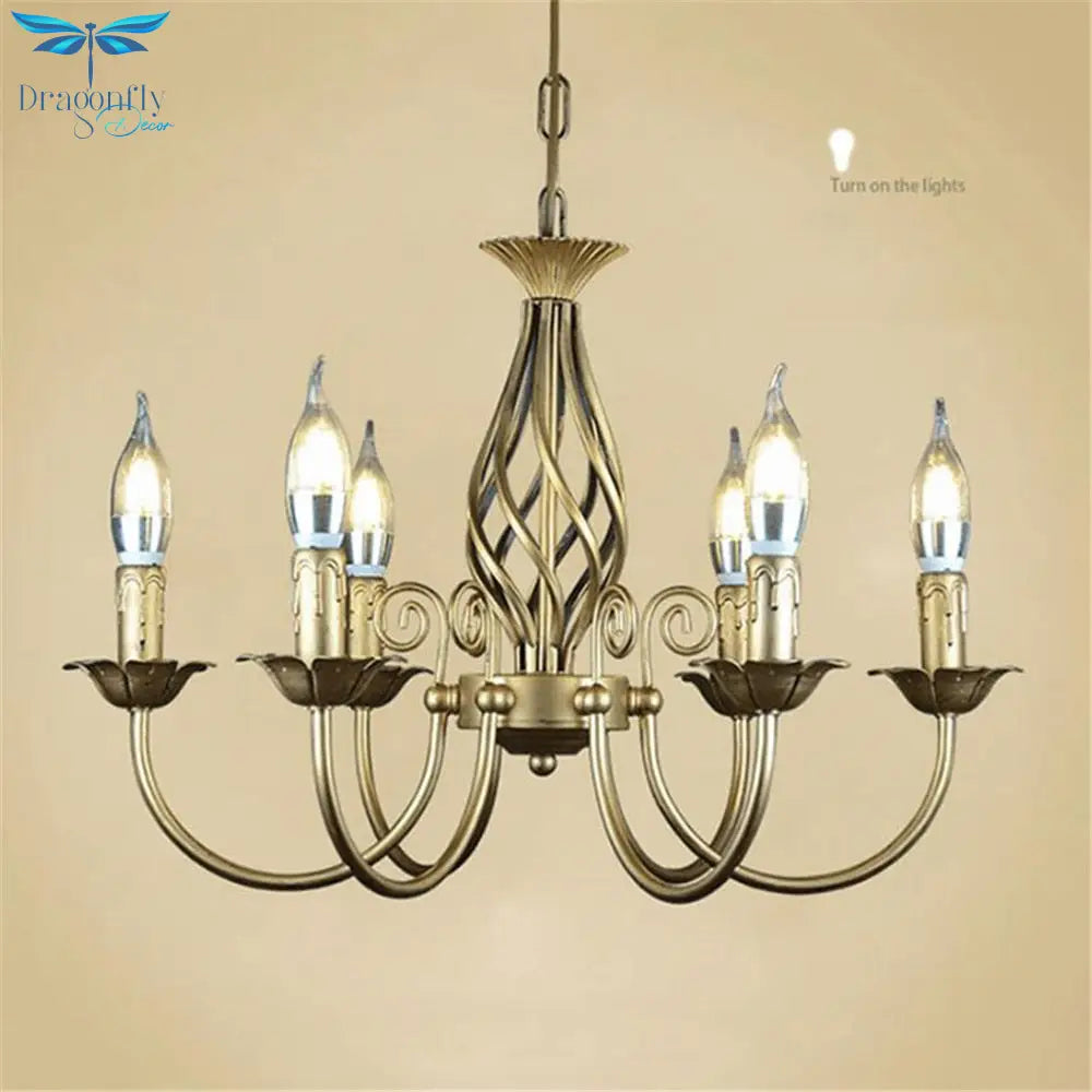 Vintage Wrought Iron 6 Bulb Chandelier Pendant Lighting