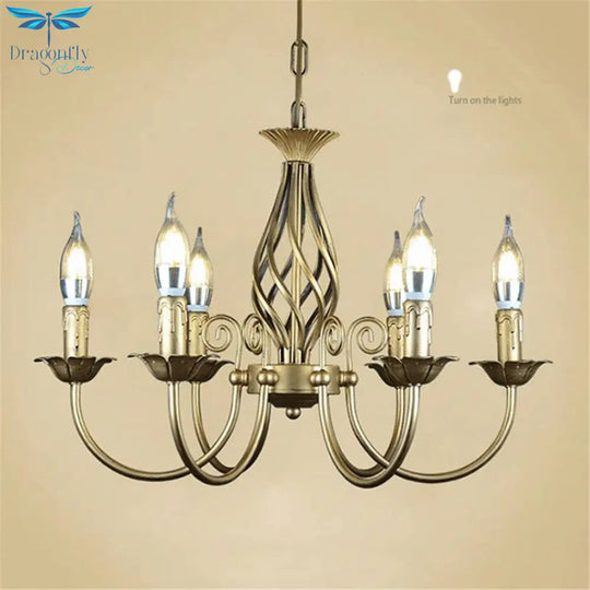 Vintage Wrought Iron 6 Bulb Chandelier Pendant Lighting
