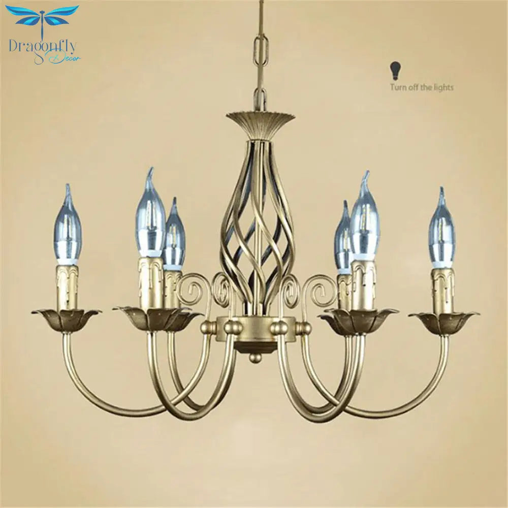 Vintage Wrought Iron 6 Bulb Chandelier Pendant Lighting