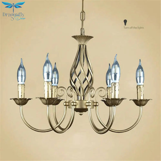 Vintage Wrought Iron 6 Bulb Chandelier Pendant Lighting