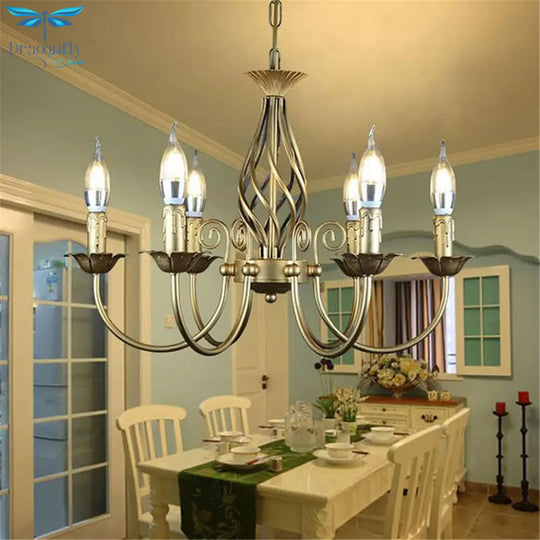 Vintage Wrought Iron 6 Bulb Chandelier Pendant Lighting