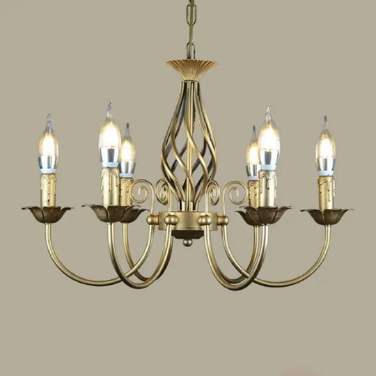 Vintage Wrought Iron 6 Bulb Chandelier Without Bulb Pendant Lighting