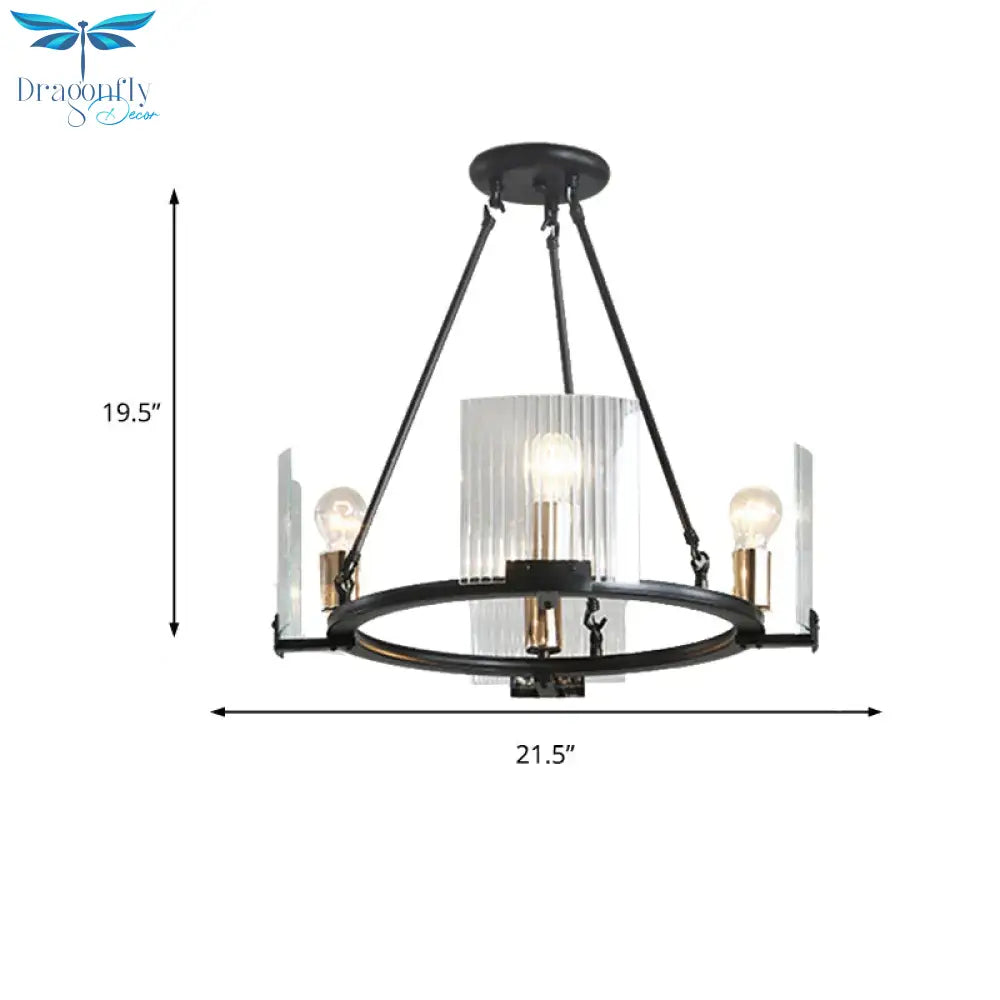 Wagon Wheel Living Room Ceiling Chandelier Traditional Metal 4/8/10 Lights Black Hanging Fixture