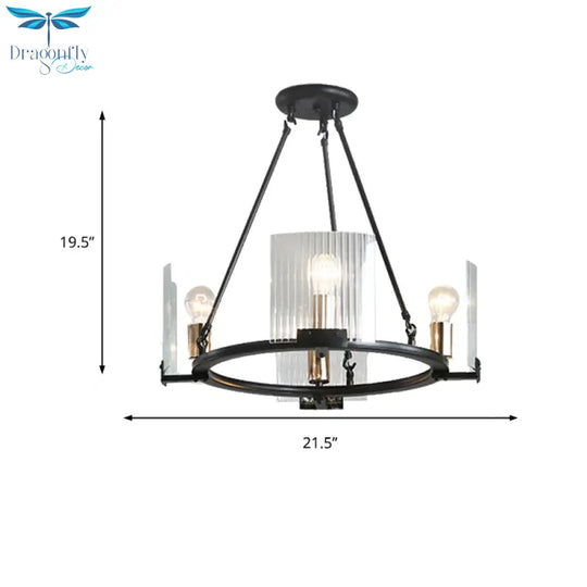 Wagon Wheel Living Room Ceiling Chandelier Traditional Metal 4/8/10 Lights Black Hanging Fixture