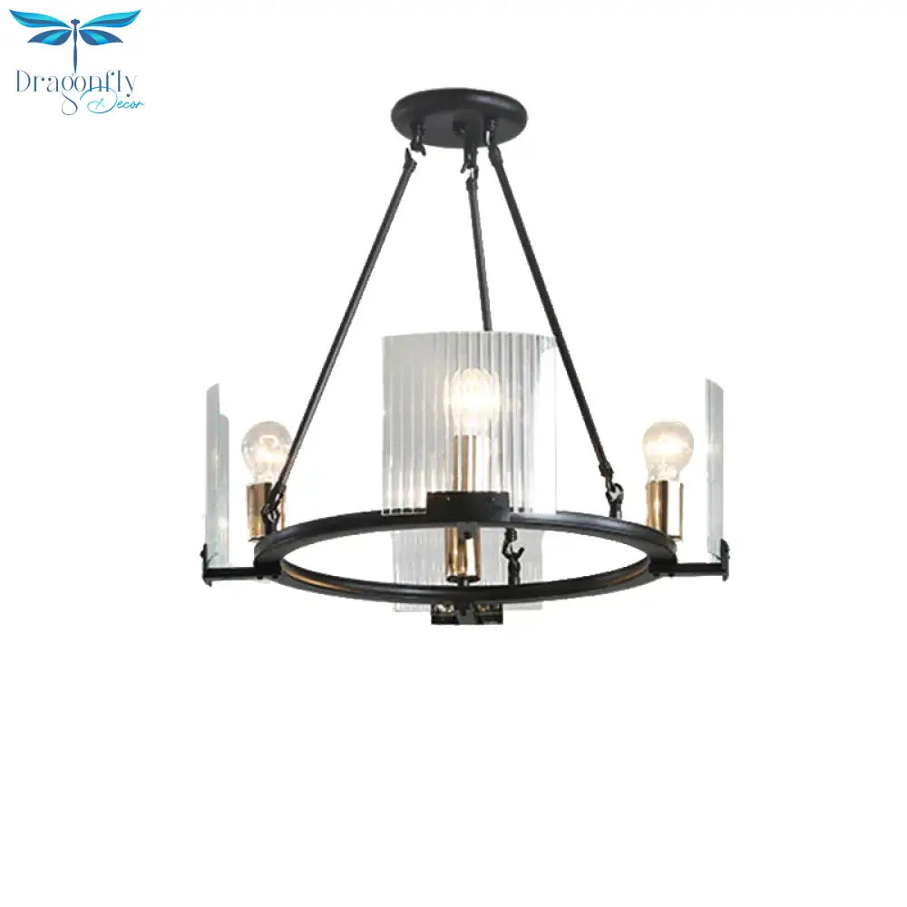 Wagon Wheel Living Room Ceiling Chandelier Traditional Metal 4/8/10 Lights Black Hanging Fixture