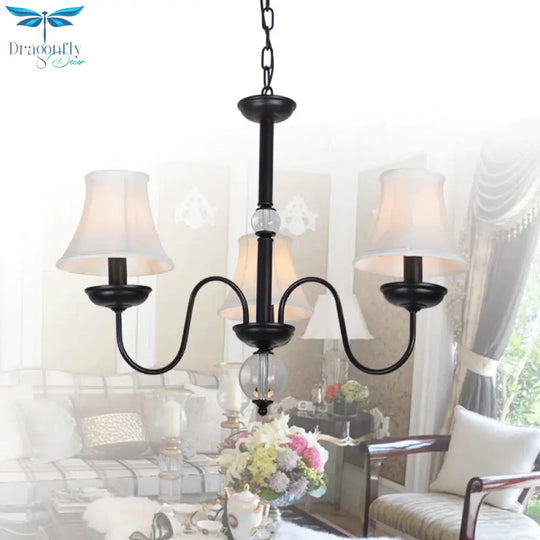White 3/5/6 Lights Chandelier Light Fixture Traditional Fabric Tapered Pendant Lamp