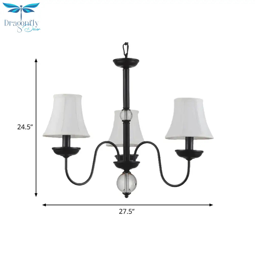 White 3/5/6 Lights Chandelier Light Fixture Traditional Fabric Tapered Pendant Lamp