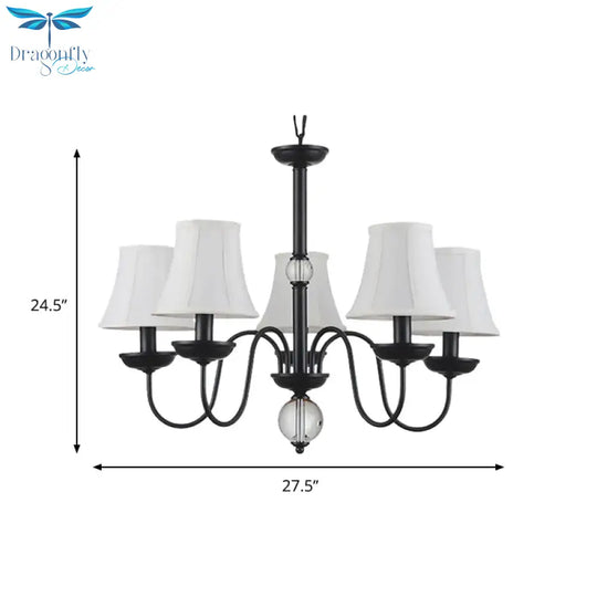 White 3/5/6 Lights Chandelier Light Fixture Traditional Fabric Tapered Pendant Lamp