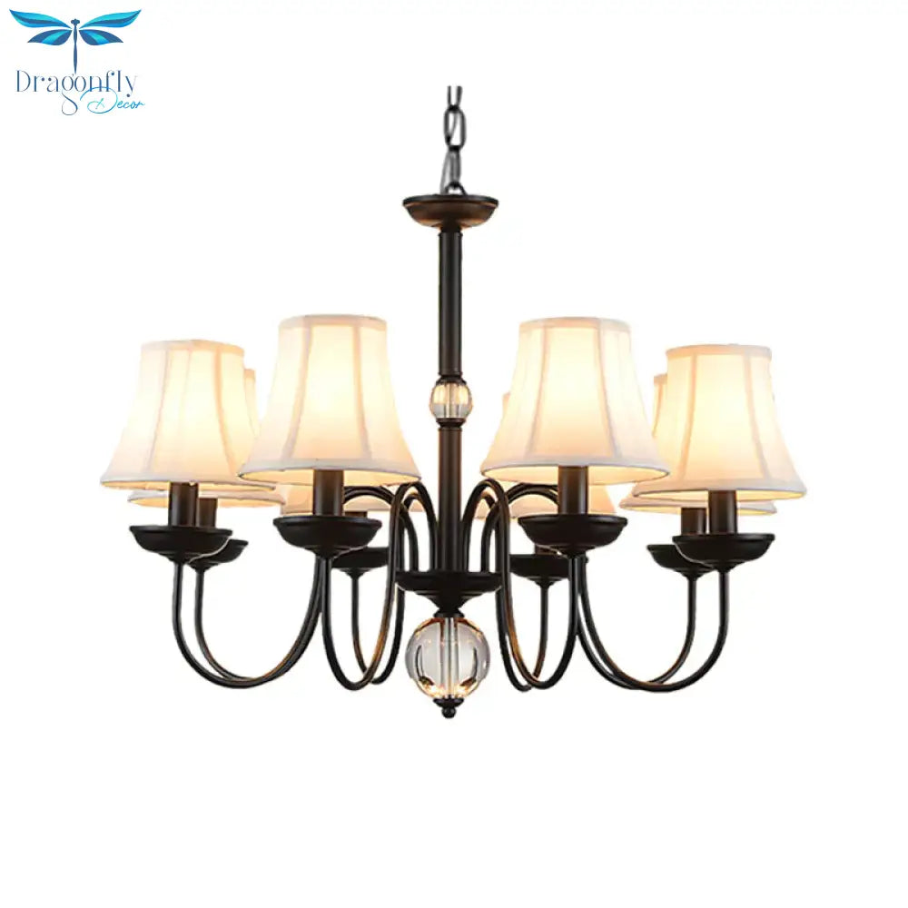 White 3/5/6 Lights Chandelier Light Fixture Traditional Fabric Tapered Pendant Lamp