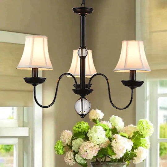 White 3/5/6 Lights Chandelier Light Fixture Traditional Fabric Tapered Pendant Lamp 3 /