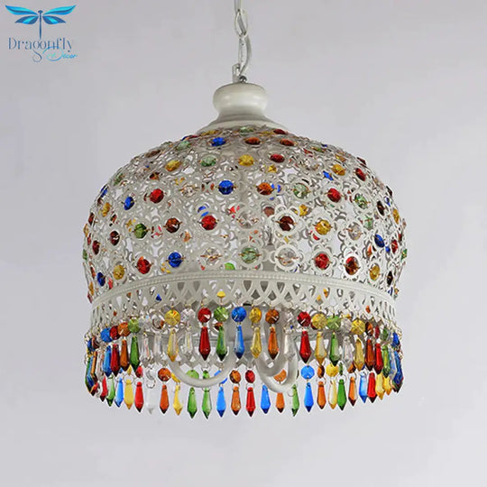 White/Brass 3 Bulbs Chandelier Lamp Traditional Metal Dome Hanging Ceiling Light For Restaurant