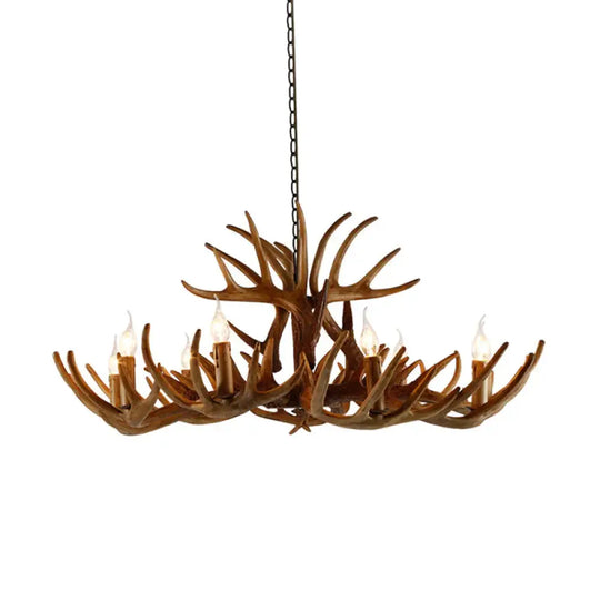 White/Brown 2 - Layered Rustic Resin Antler Chandelier 3/6/8 Lights 8 / Brown