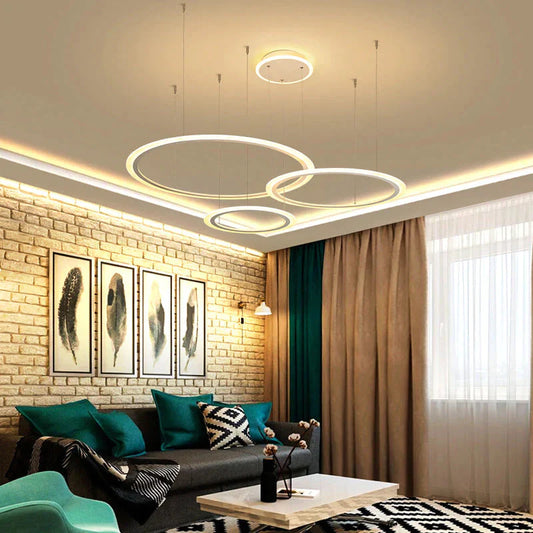 White Circle Modern Led Pendant Light For Kitchen Dining Room Living Luminaires Acrylic Hanging