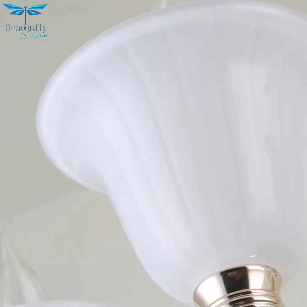 White Glass Stamen Shape Chandelier Lighting Antique 6/8/10 Lights Bedroom Ceiling Pendant Lamp