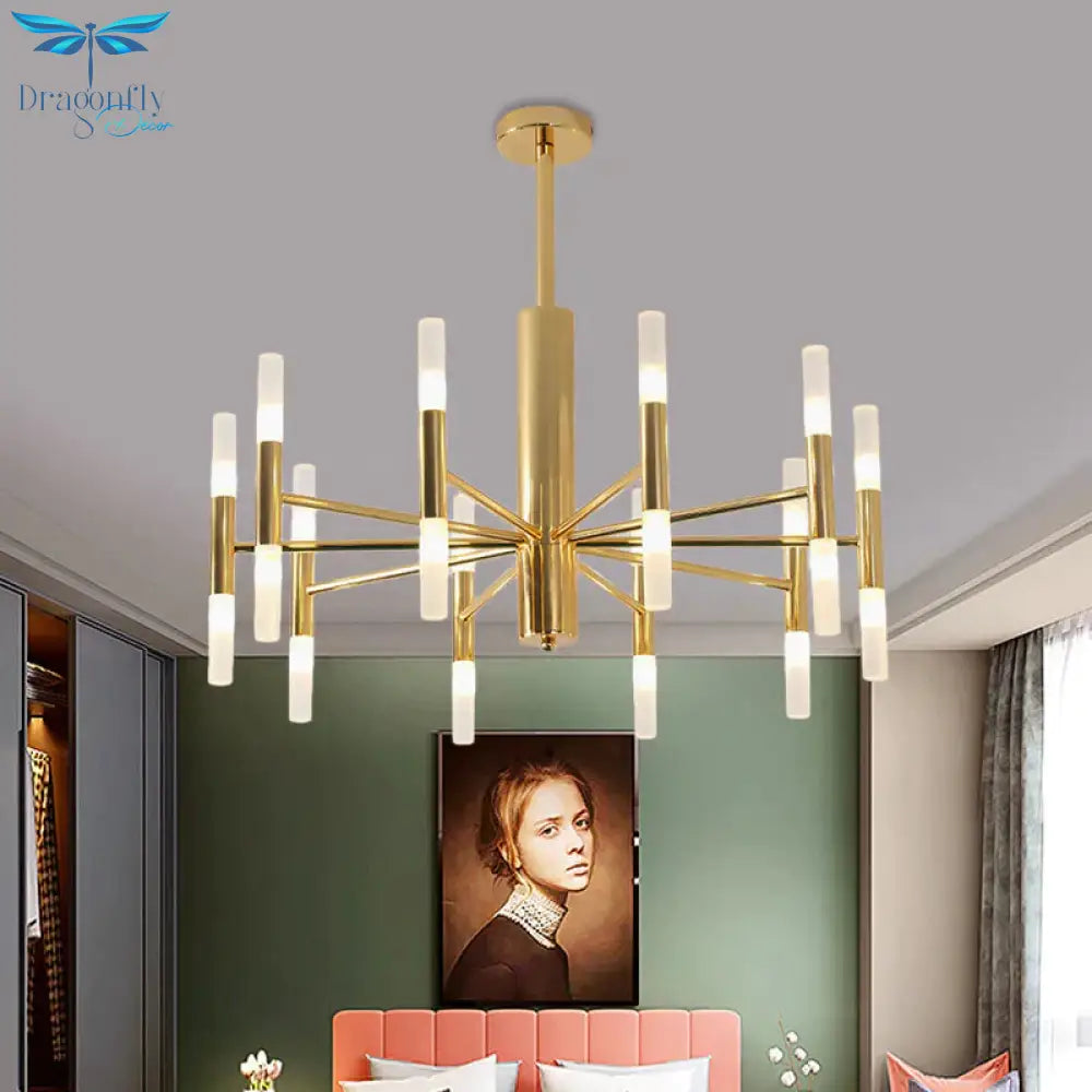 White Glass Tube Chandelier Post Modern Multi Lights Gold Led Hanging Light Fixture