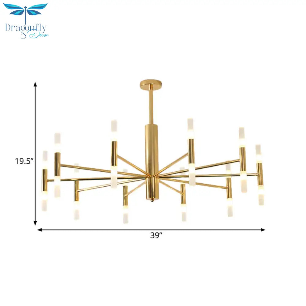 White Glass Tube Chandelier Post Modern Multi Lights Gold Led Hanging Light Fixture