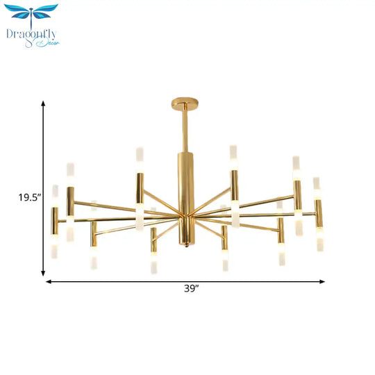 White Glass Tube Chandelier Post Modern Multi Lights Gold Led Hanging Light Fixture