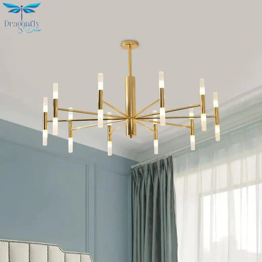 White Glass Tube Chandelier Post Modern Multi Lights Gold Led Hanging Light Fixture
