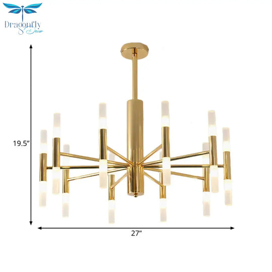 White Glass Tube Chandelier Post Modern Multi Lights Gold Led Hanging Light Fixture